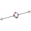 BodyCandy 14G White Synthetic Opal Glam Oval Industrial Barbell 38mm — main product shot