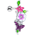 BodyCandy 16G 1/4 Clear CZ Gem Flower Purple Butterfly Cartilage Tragus — main product shot