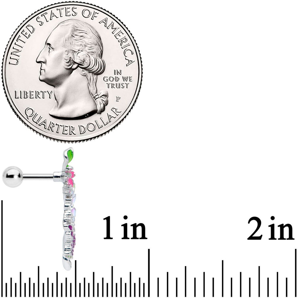 BodyCandy 16G 1/4 Clear CZ Gem Flower Purple Butterfly Cartilage Tragus — side view