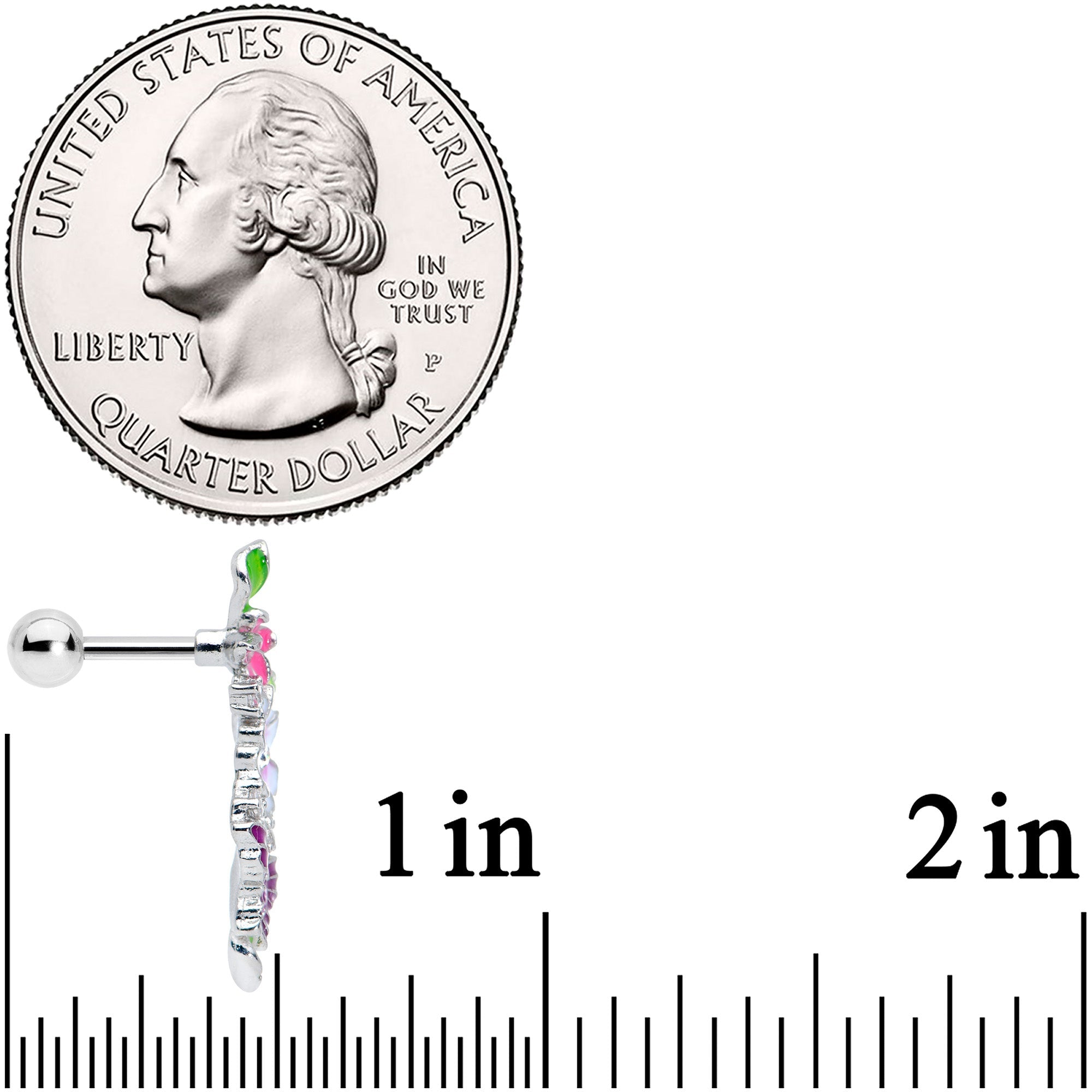 BodyCandy 16G 1/4 Clear CZ Gem Flower Purple Butterfly Cartilage Tragus — side view