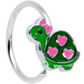 BodyCandy 20G 5/16 Pink Hearts Bow Green Turtle Nose Hoop — main product shot