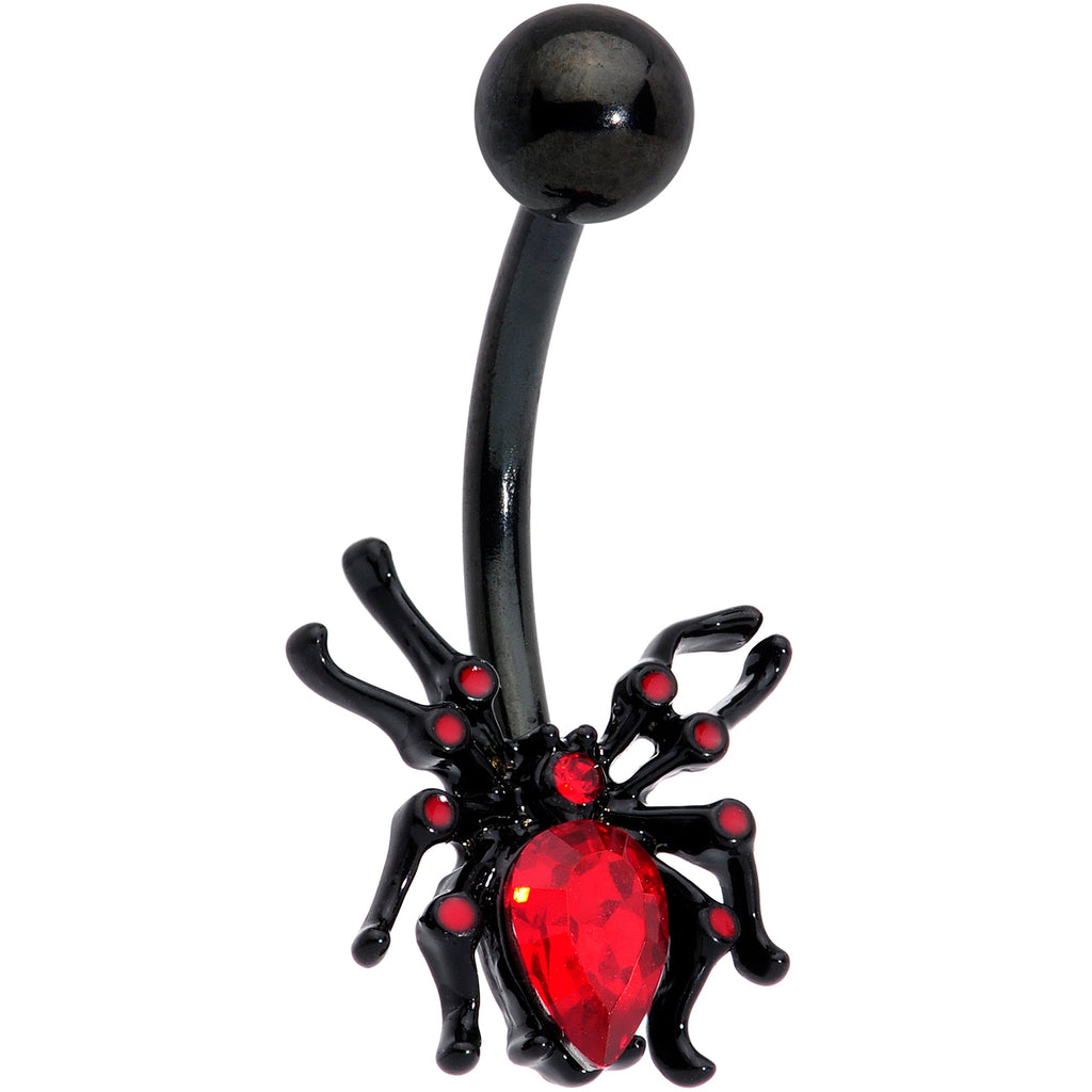 BodyCandy Red Gem Black Sexy Little Spider Halloween Belly Ring — main product shot