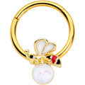 BodyCandy 16G 3/8 White Faux Opal Gold Tone Insect Hinged Segment Ring — main product shot