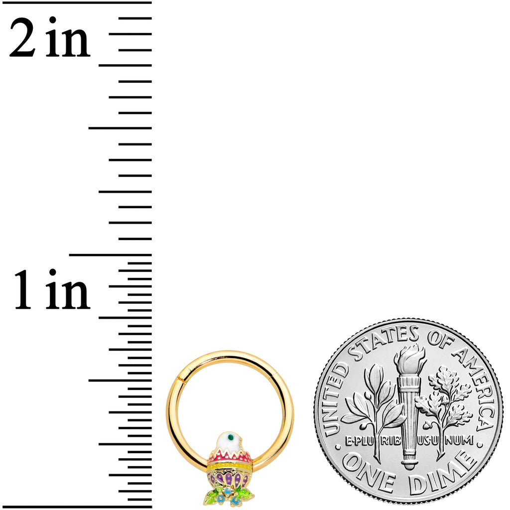 BodyCandy 16G 3/8 Gold Tone Hatched Chick Easter Egg Hinged Segment Ring — lifestyle context