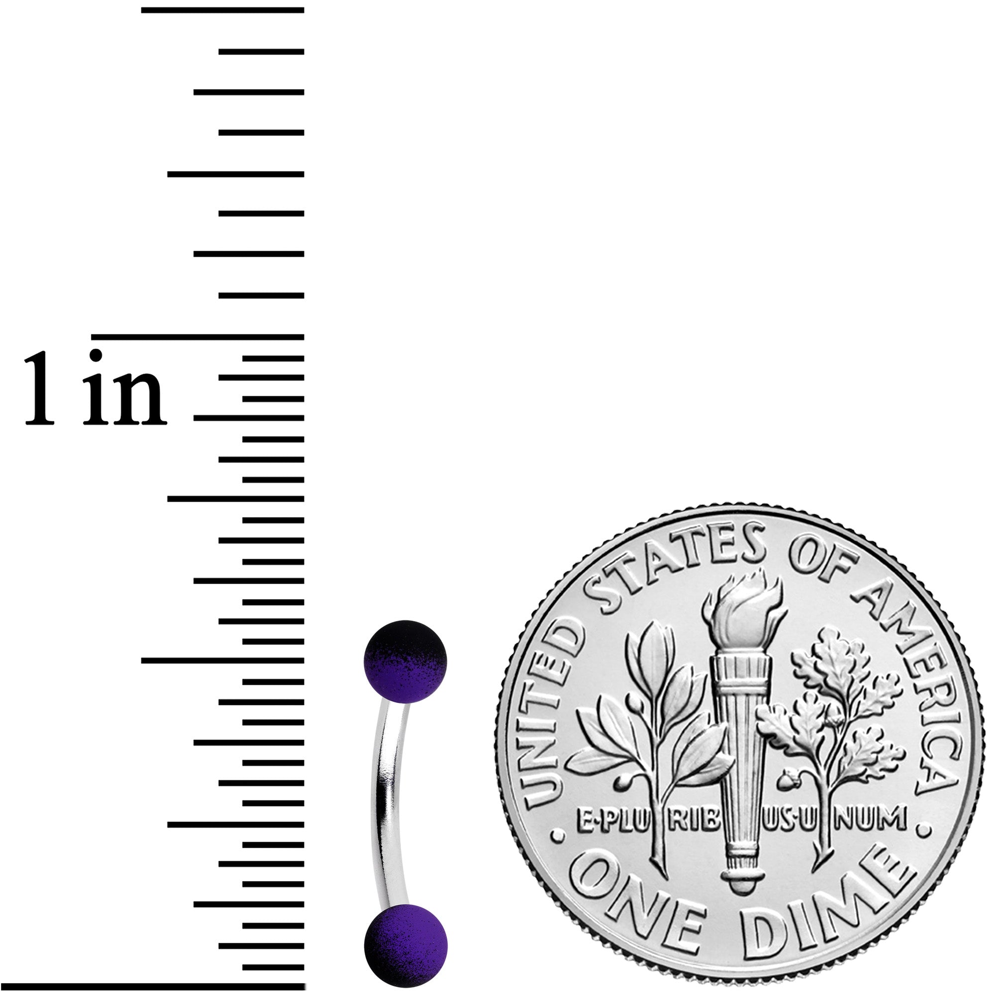 BodyCandy 16G 5/16 Purple Black Ombre Soft Finish Curved Eyebrow Ring — detail close-up