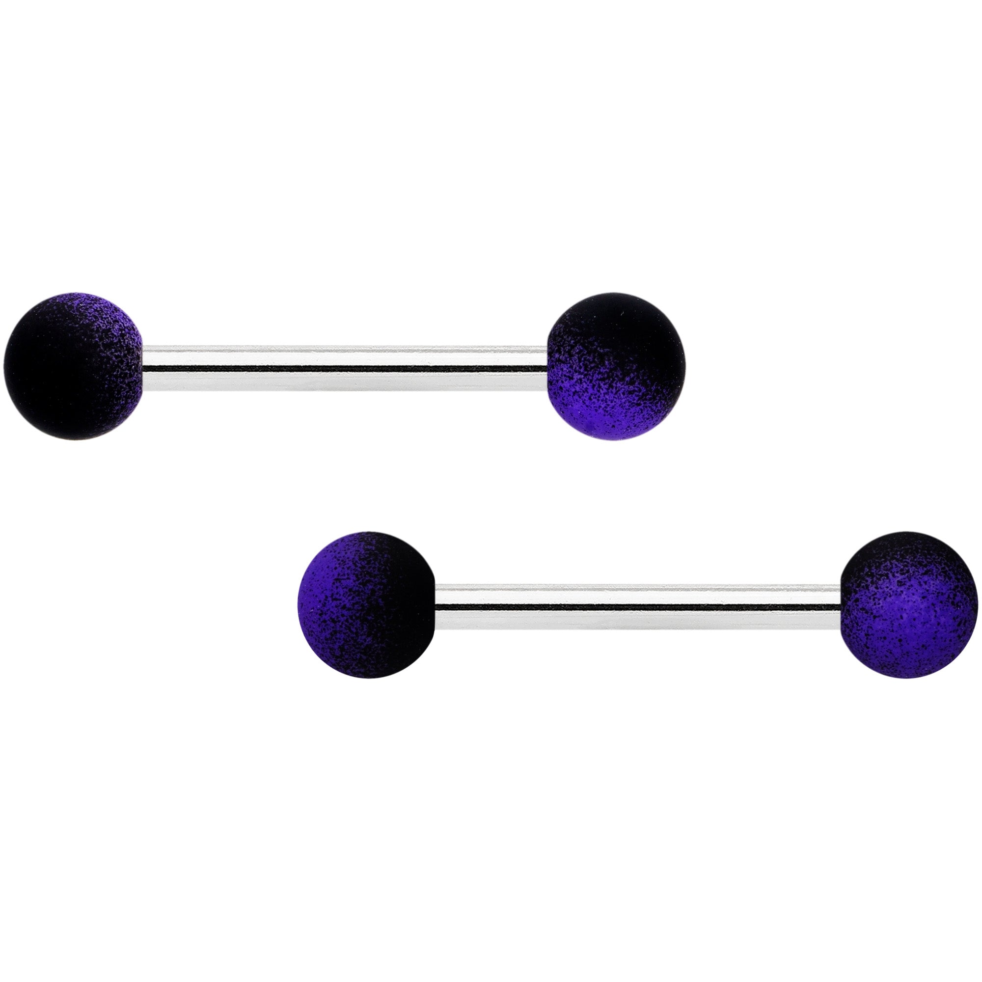 BodyCandy 14G 9/16 Purple Black Ombre Soft Finish Barbell Nipple Ring Set — main product shot