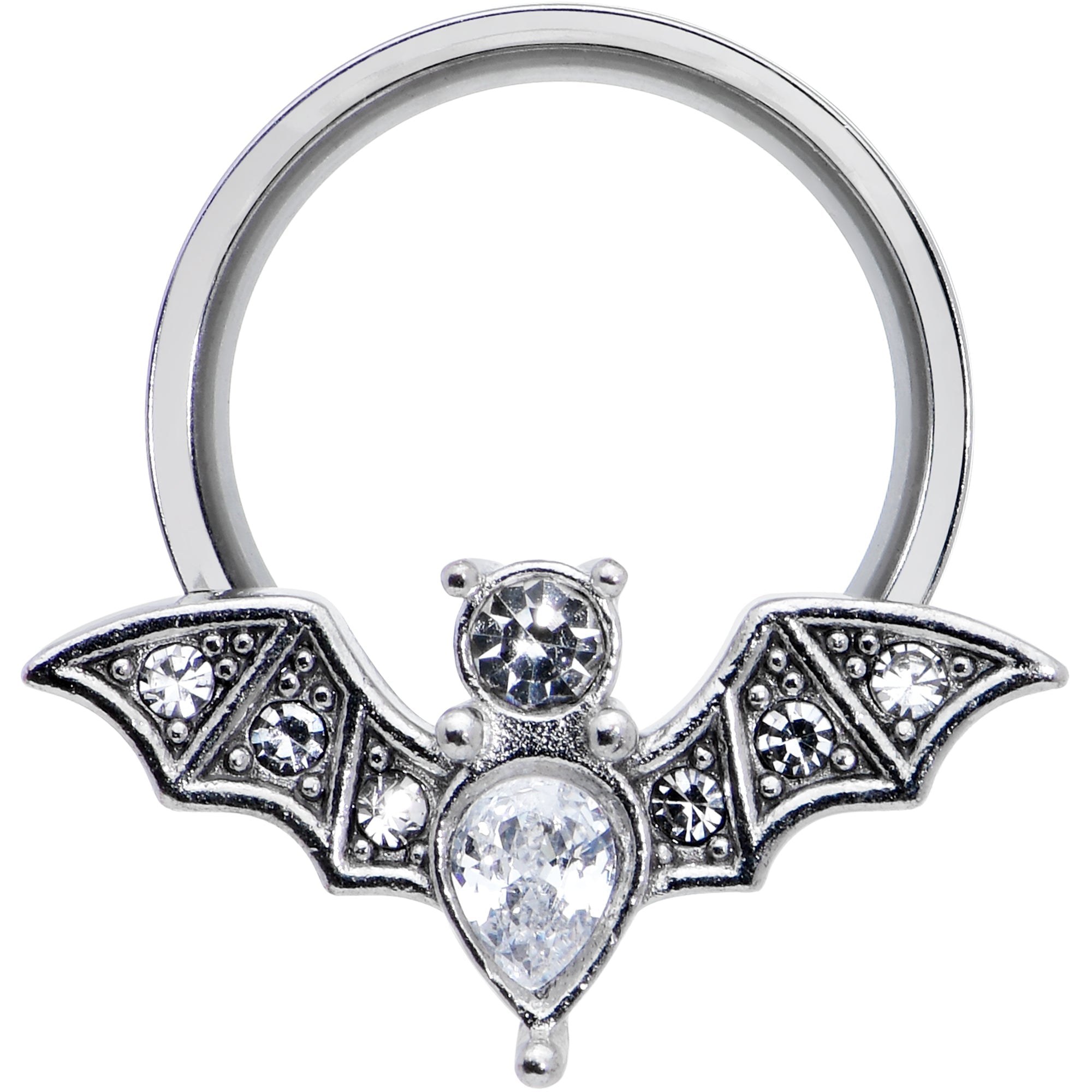 BodyCandy Clear Gem Bat Halloween Double Flare Tunnel Plug Set — lifestyle context