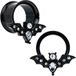 BodyCandy Clear Gem Black Bat Halloween Double Flare Tunnel Plug Set — color detail