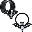 BodyCandy Clear Gem Black Bat Halloween Double Flare Tunnel Plug Set — comparison shot