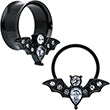 BodyCandy Clear Gem Black Bat Halloween Double Flare Tunnel Plug Set — fabric or material detail
