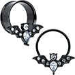 BodyCandy Clear Gem Black Bat Halloween Double Flare Tunnel Plug Set — product on model