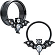 BodyCandy Clear Gem Black Bat Halloween Double Flare Tunnel Plug Set — flat-lay composition