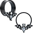 BodyCandy Clear Gem Black Bat Halloween Double Flare Tunnel Plug Set — main product shot