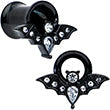 BodyCandy Clear Gem Black Bat Halloween Double Flare Tunnel Plug Set — back view