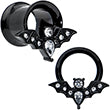 BodyCandy Clear Gem Black Bat Halloween Double Flare Tunnel Plug Set — alternative angle