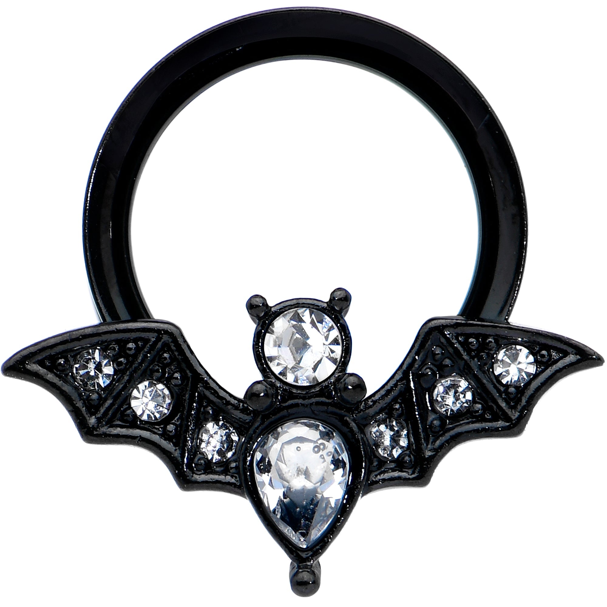 BodyCandy Clear Gem Black Bat Halloween Double Flare Tunnel Plug Set — lifestyle context