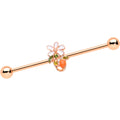 BodyCandy 14G Green Gem Rose Gold Hue Orange Flower Industrial Barbell 38mm — main product shot