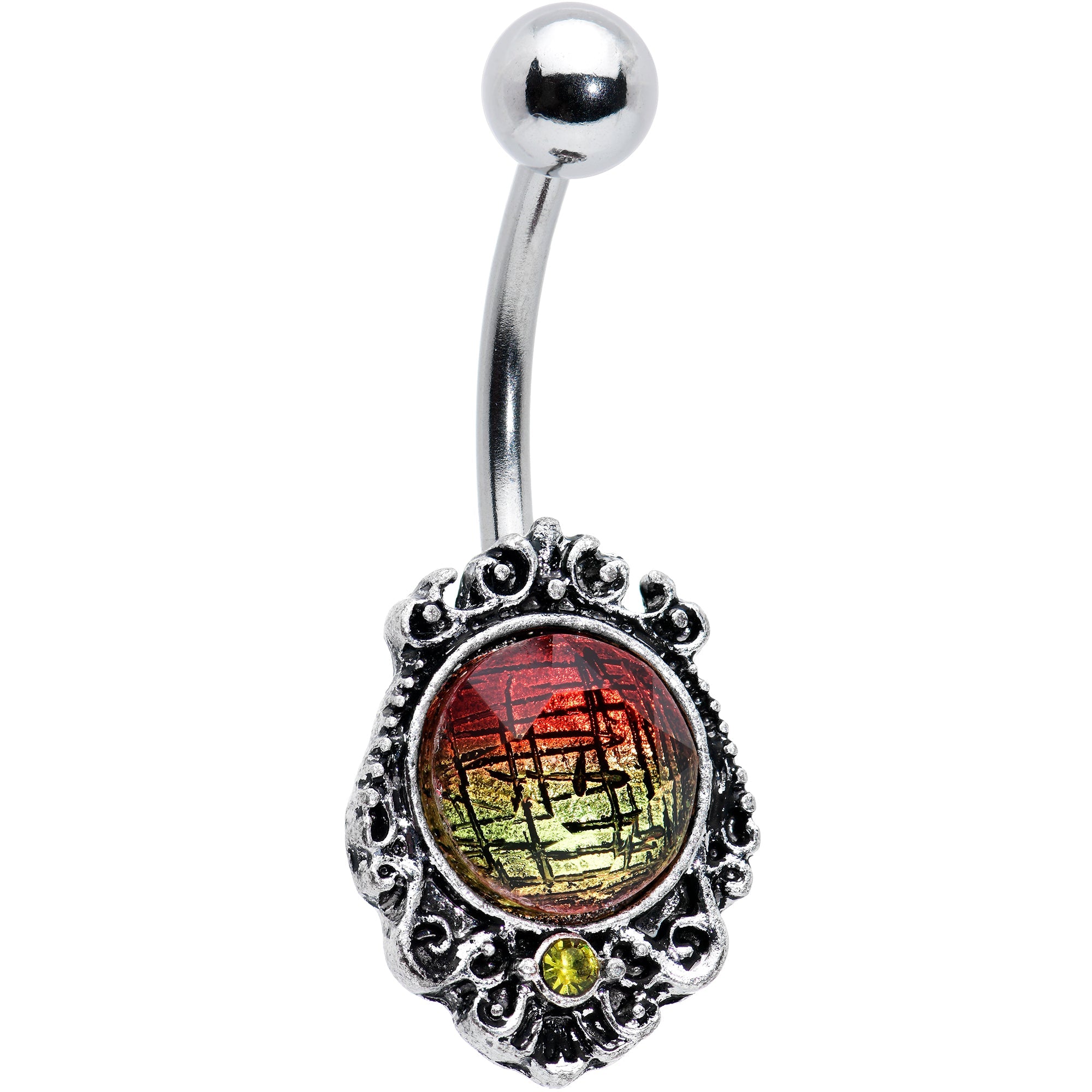 BodyCandy Sunset Tourmaline Orb Belly Ring — main product shot