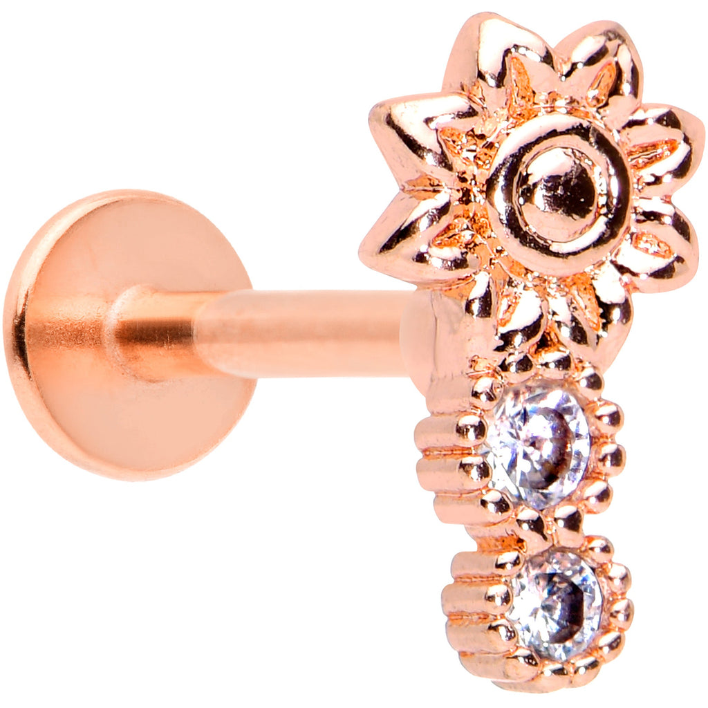 BodyCandy 16G 5/16 Clear CZ Gem Rose Gold Tone Lil Sun Labret Monroe Tragus — main product shot