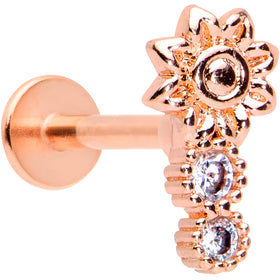 16G 5/16 Clear CZ Gem Rose Gold Tone Lil Sun Labret Monroe Tragus