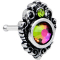 BodyCandy 20G 1/4 Orange Green Tourmaline Fire Nose Bone — main product shot