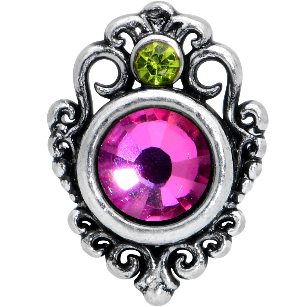 BodyCandy 20G 1/4 Orange Green Tourmaline Fire Nose Bone — detail close-up