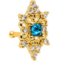 BodyCandy 20G 1/4 Clear Blue Gem Gold Tone Royal Heart Nose Bone — main product shot