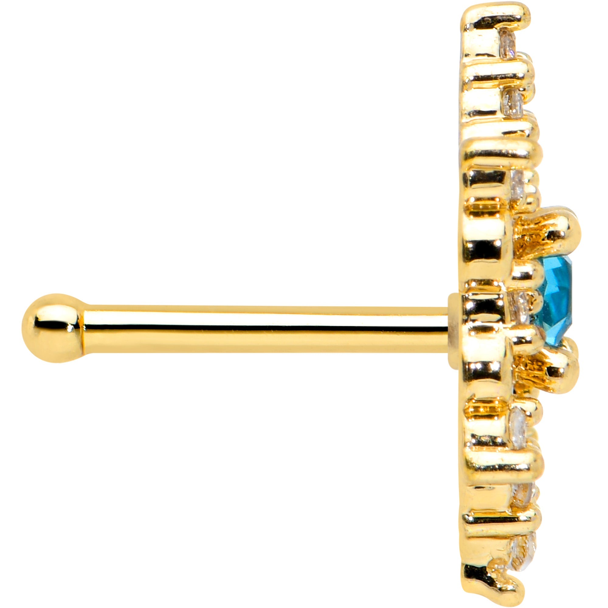 BodyCandy 20G 1/4 Clear Blue Gem Gold Tone Royal Heart Nose Bone — lifestyle context