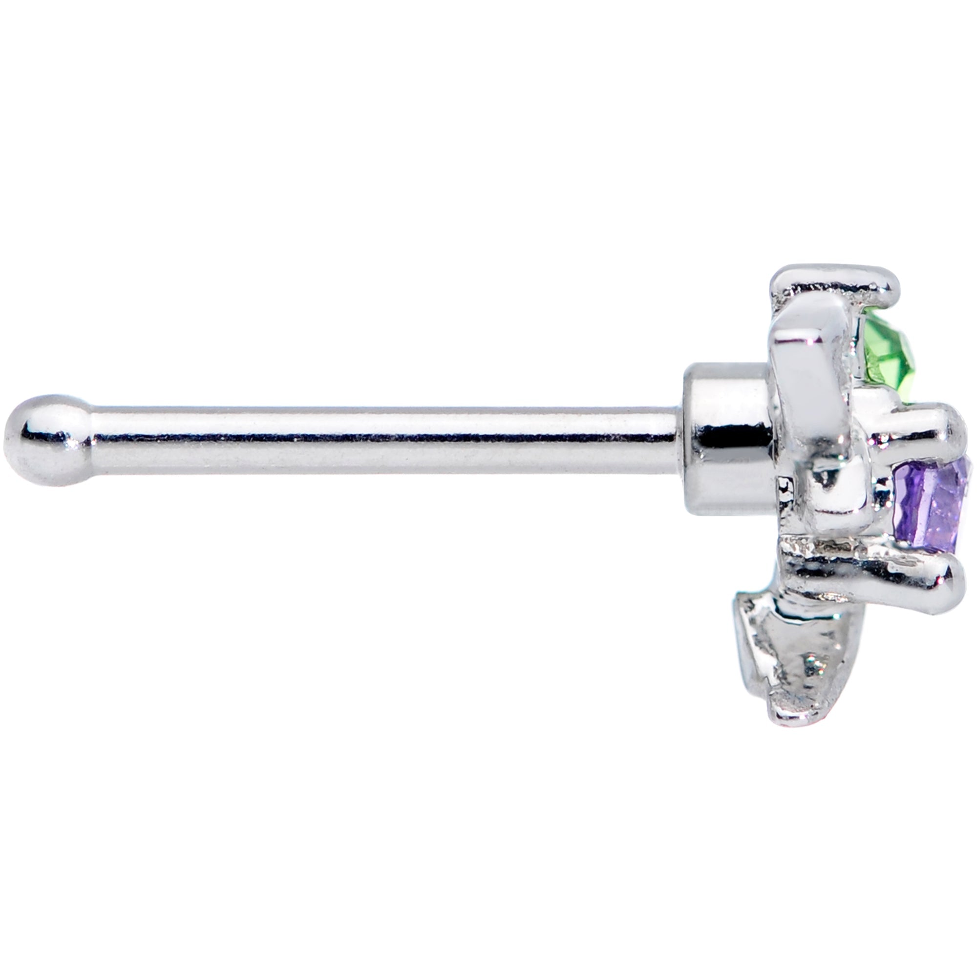 BodyCandy 20G 1/4 Green Purple Gem Dragonfly Nose Bone — lifestyle context