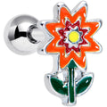 BodyCandy 16G 1/4 Red Orange Fanciful Flower Cartilage Tragus Earring — main product shot