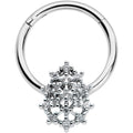 BodyCandy 16G 3/8 Clear CZ Gem Nubbly Textured Drop Hinged Segment Ring — main product shot