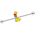 BodyCandy 14G Bow Tie Yellow Red Giraffe Industrial Barbell 38mm — main product shot