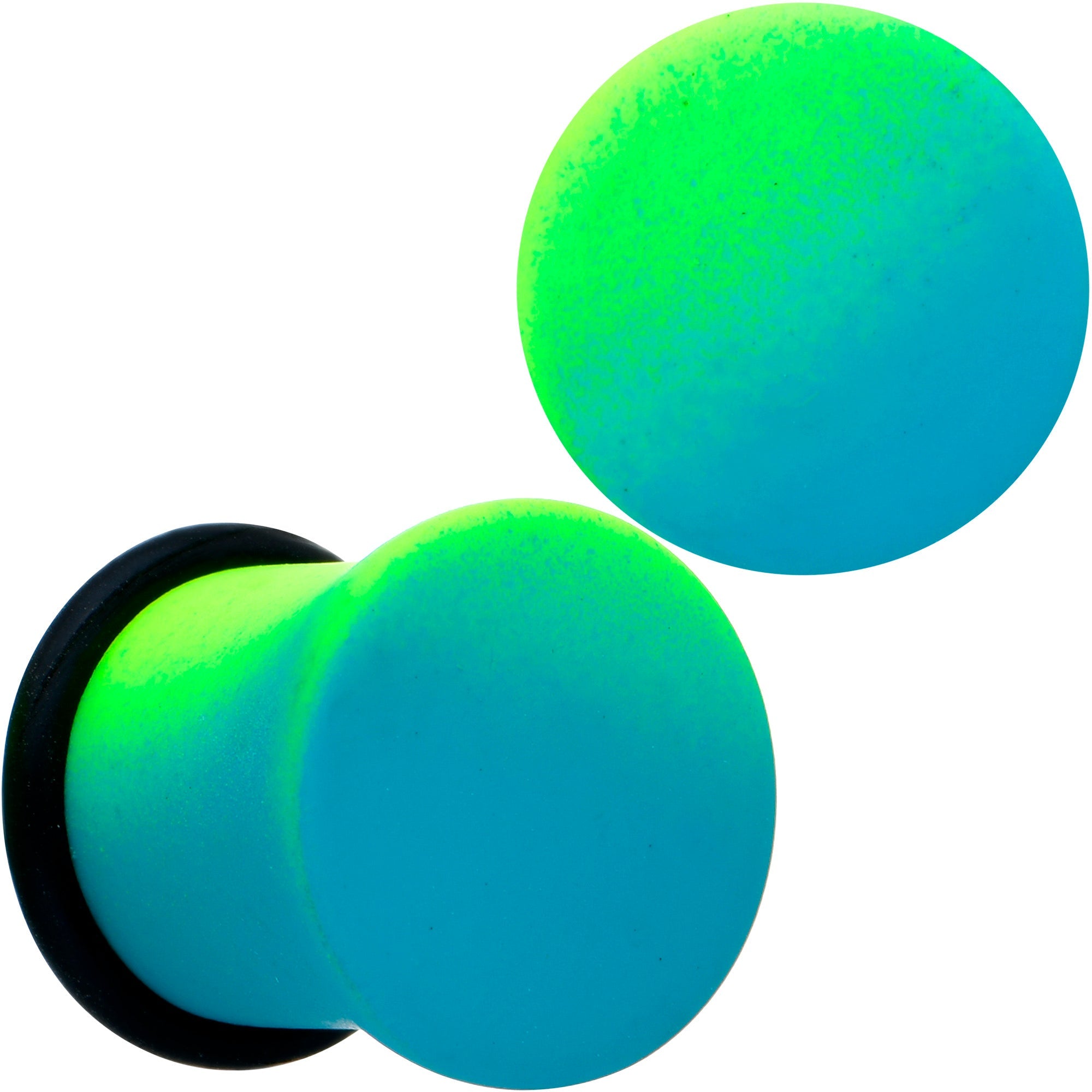 BodyCandy Green Blue Ombre Matte Acrylic Single Flare Plug Set — comparison shot
