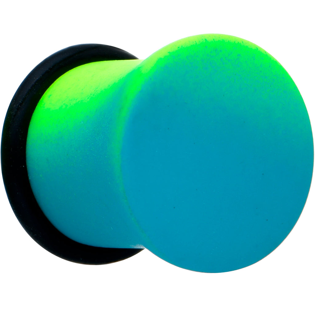 BodyCandy Green Blue Ombre Matte Acrylic Single Flare Plug Set — detail close-up