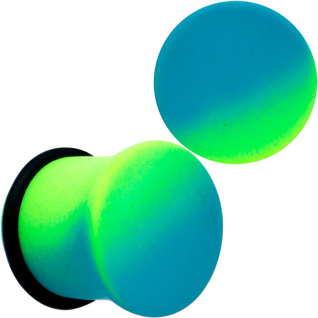 BodyCandy Green Blue Ombre Matte Acrylic Single Flare Plug Set — fabric or material detail