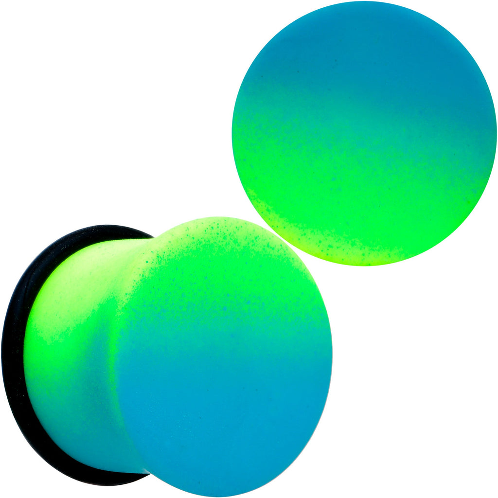 BodyCandy Green Blue Ombre Matte Acrylic Single Flare Plug Set — feature highlight
