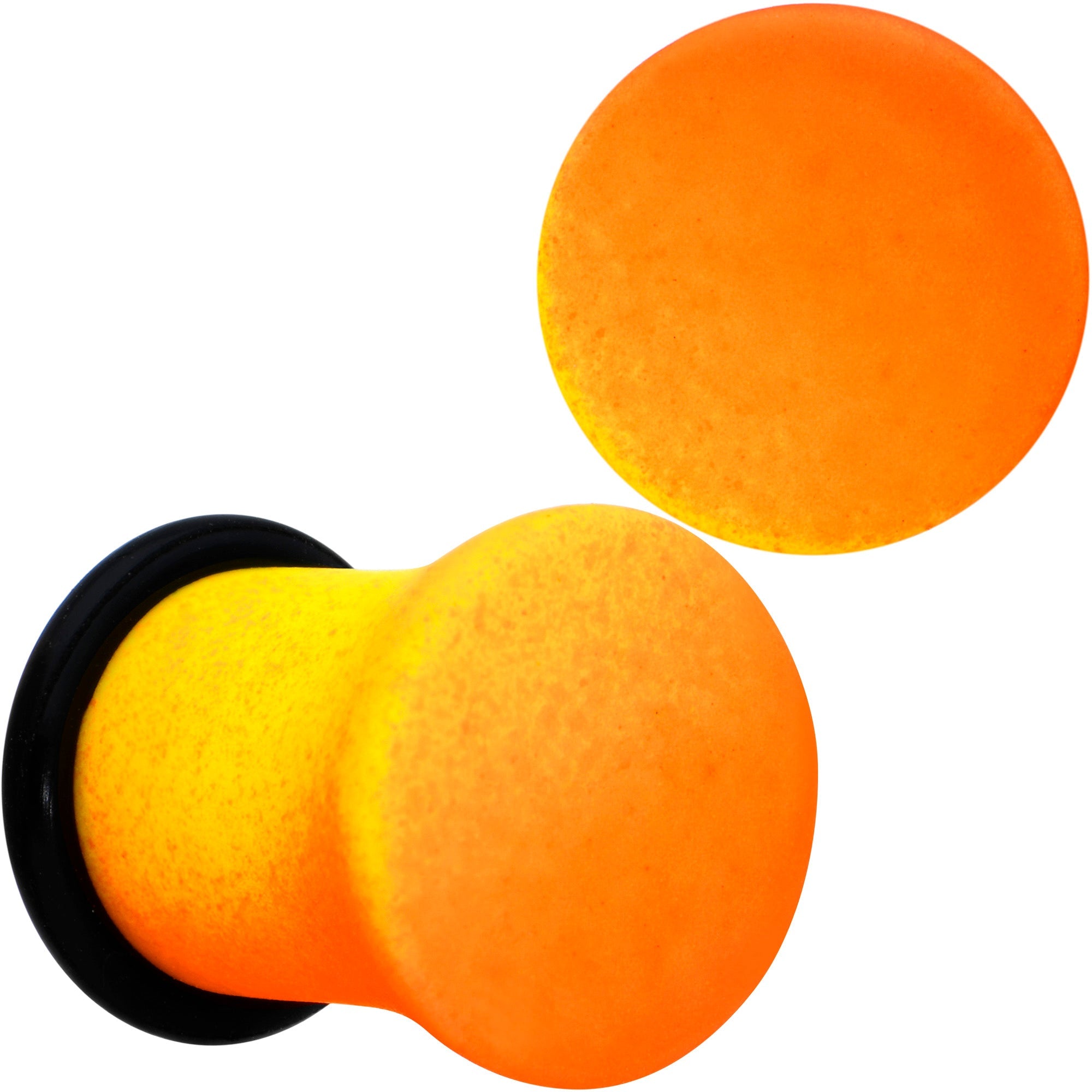 BodyCandy Orange Yellow Ombre Matte Acrylic Single Flare Plug Set Sizes 2mm-12mm — back view
