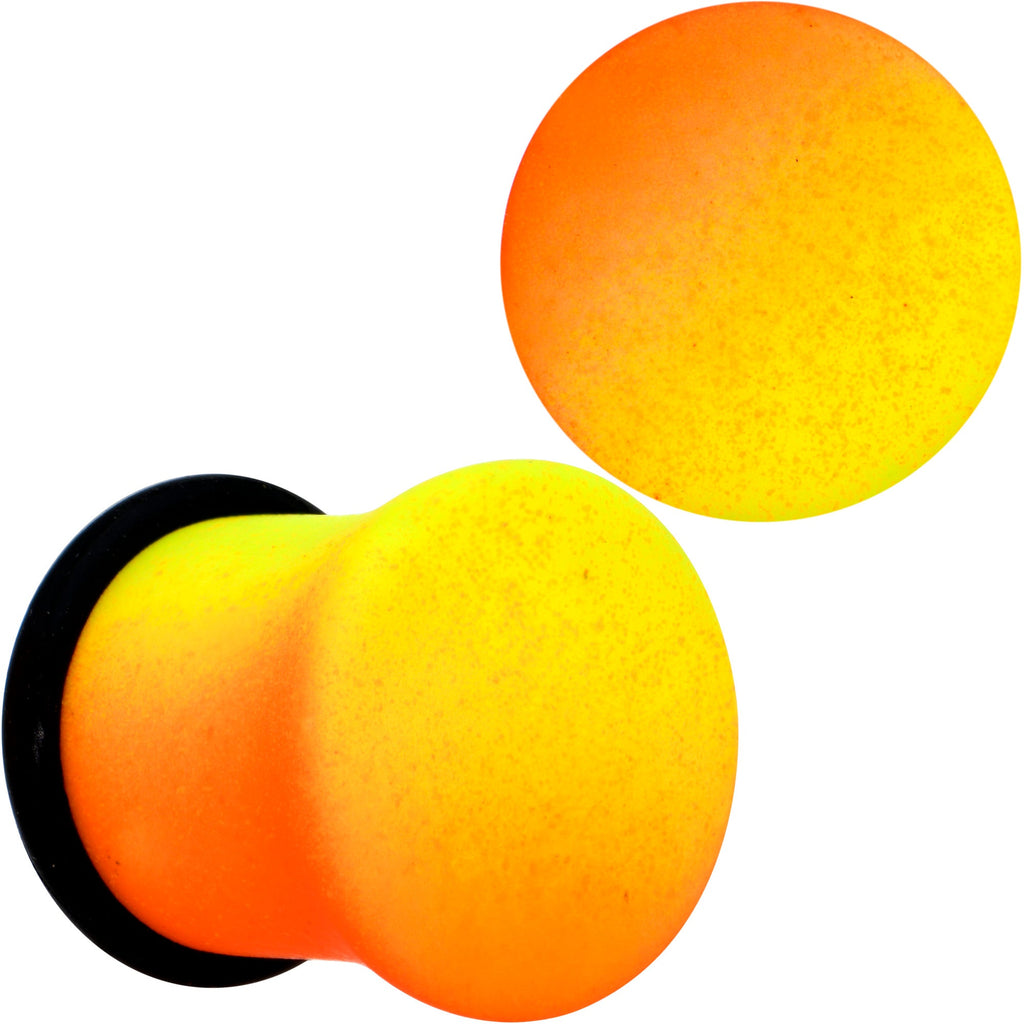 BodyCandy Orange Yellow Ombre Matte Acrylic Single Flare Plug Set Sizes 2mm-12mm — main product shot