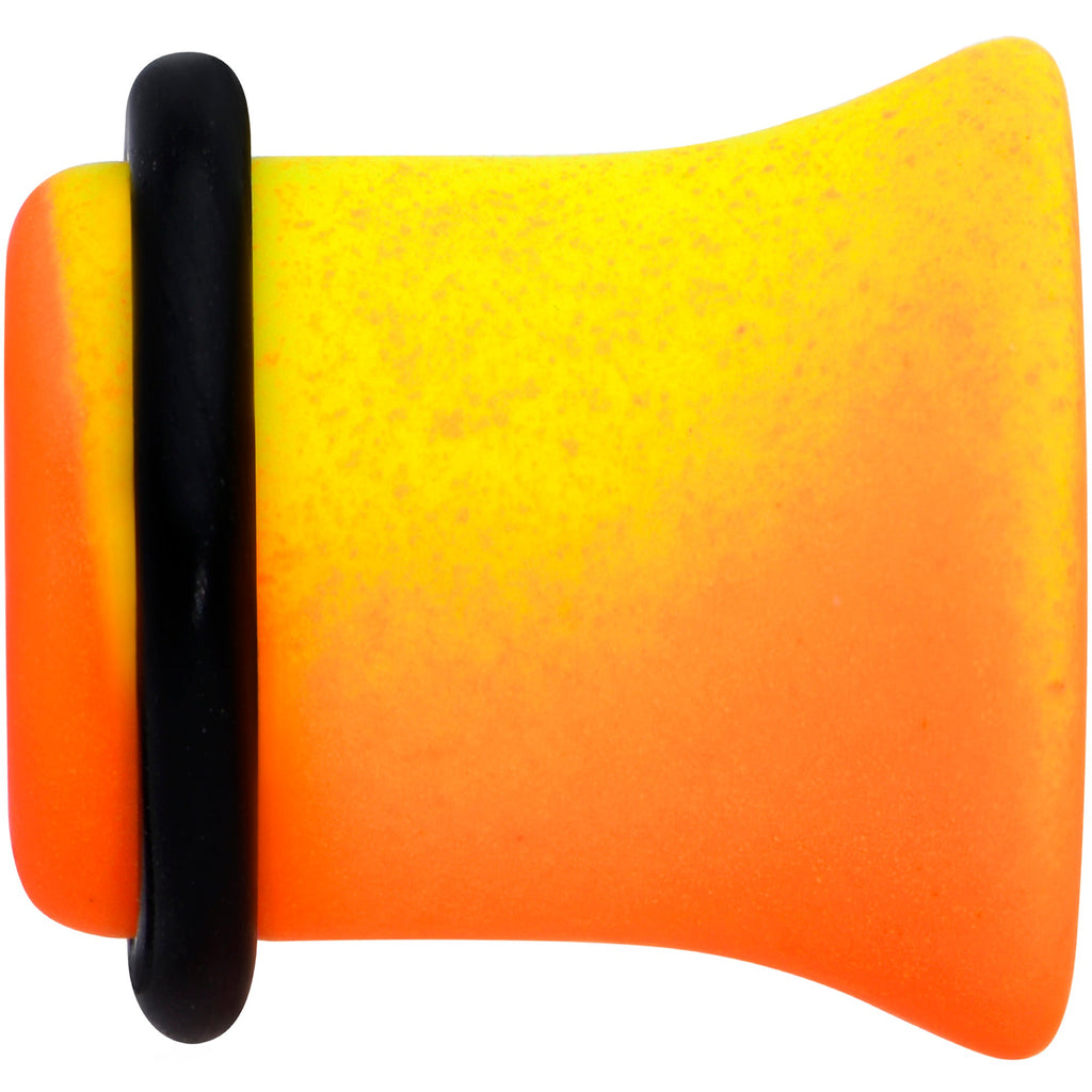 BodyCandy Orange Yellow Ombre Matte Acrylic Single Flare Plug Set Sizes 2mm-12mm — side view