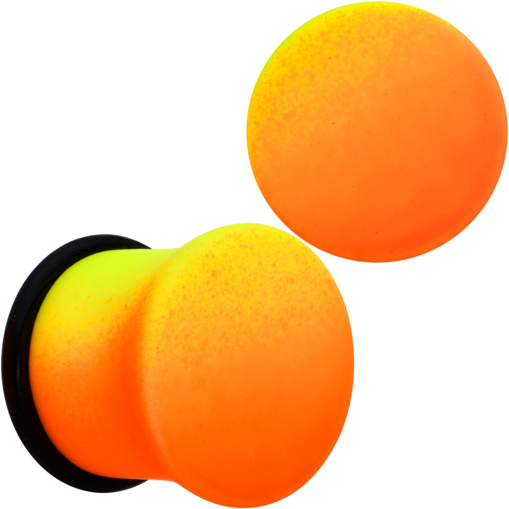 BodyCandy Orange Yellow Ombre Matte Acrylic Single Flare Plug Set Sizes 2mm-12mm — fabric or material detail