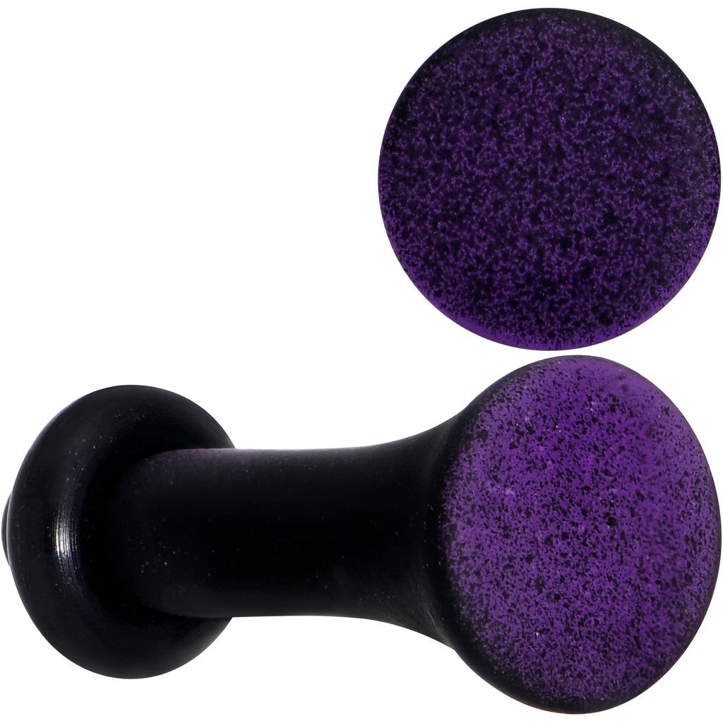 BodyCandy Black Purple Ombre Matte Acrylic Single Flare Plug Set Sizes 2mm-12mm — in-use photo