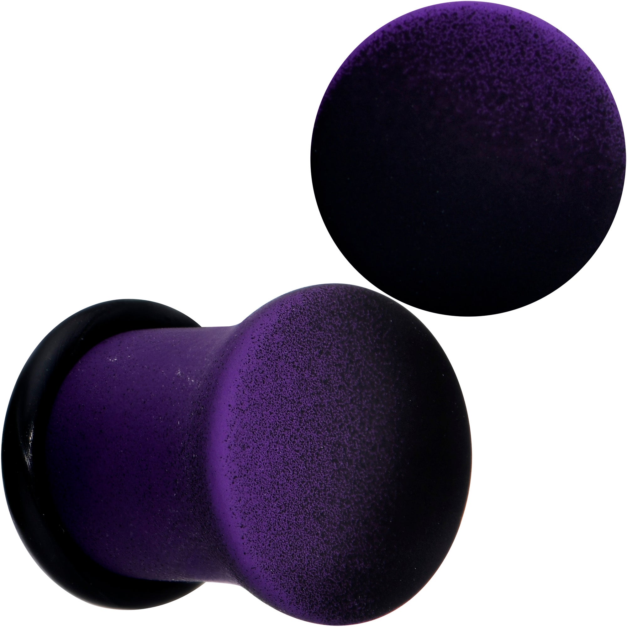 BodyCandy Black Purple Ombre Matte Acrylic Single Flare Plug Set Sizes 2mm-12mm — back view