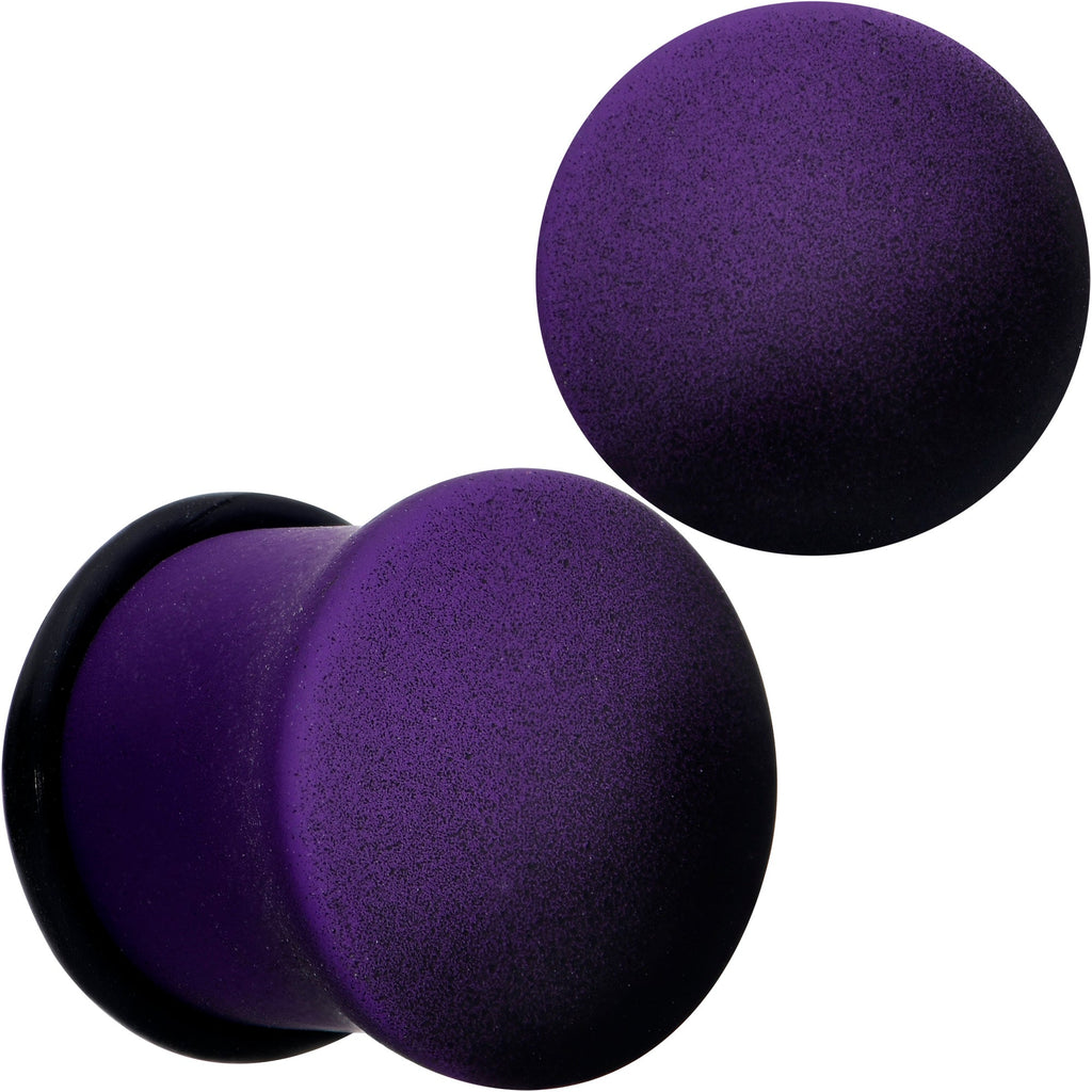BodyCandy Black Purple Ombre Matte Acrylic Single Flare Plug Set Sizes 2mm-12mm — fabric or material detail