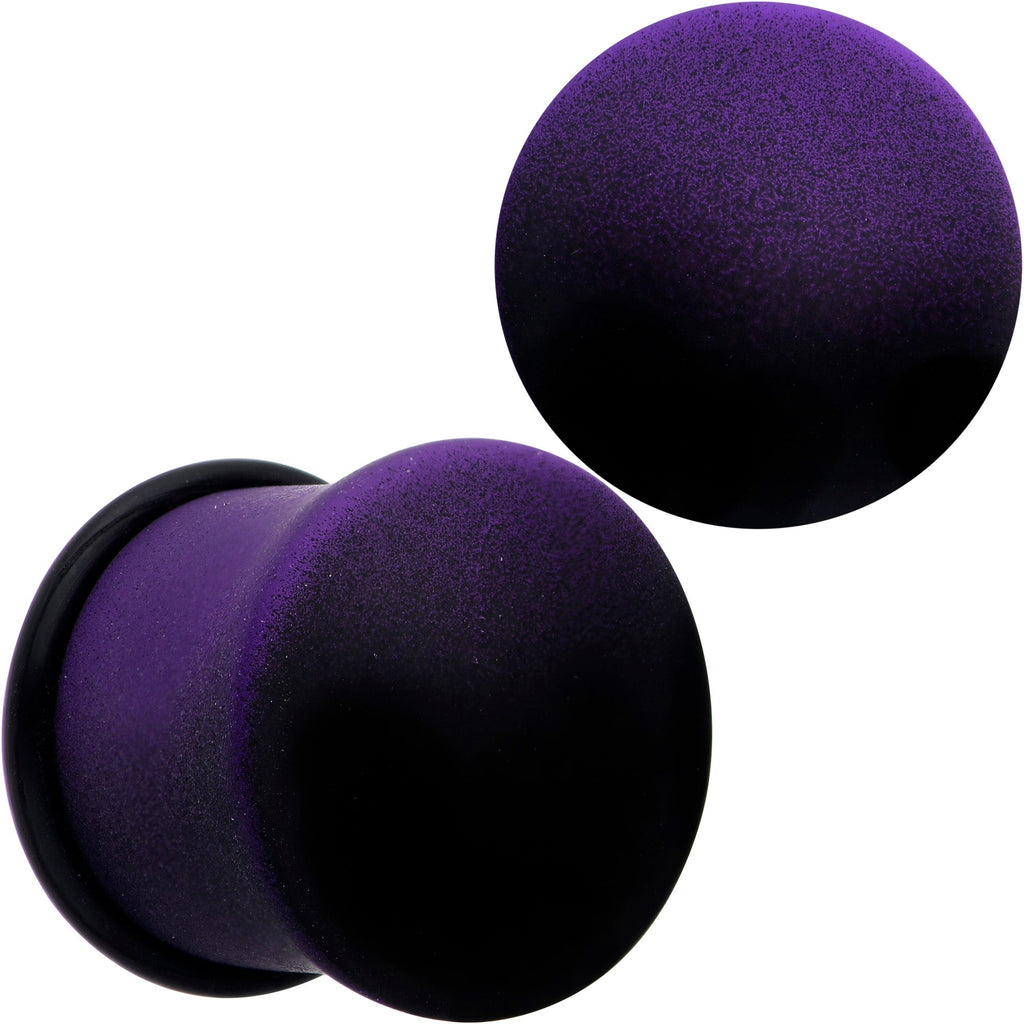 BodyCandy Black Purple Ombre Matte Acrylic Single Flare Plug Set Sizes 2mm-12mm — feature highlight