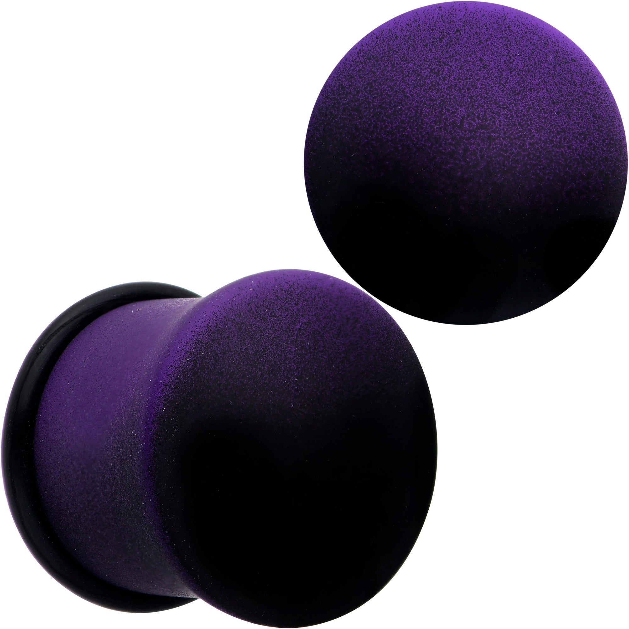 BodyCandy Black Purple Ombre Matte Acrylic Single Flare Plug Set Sizes 2mm-12mm — feature highlight
