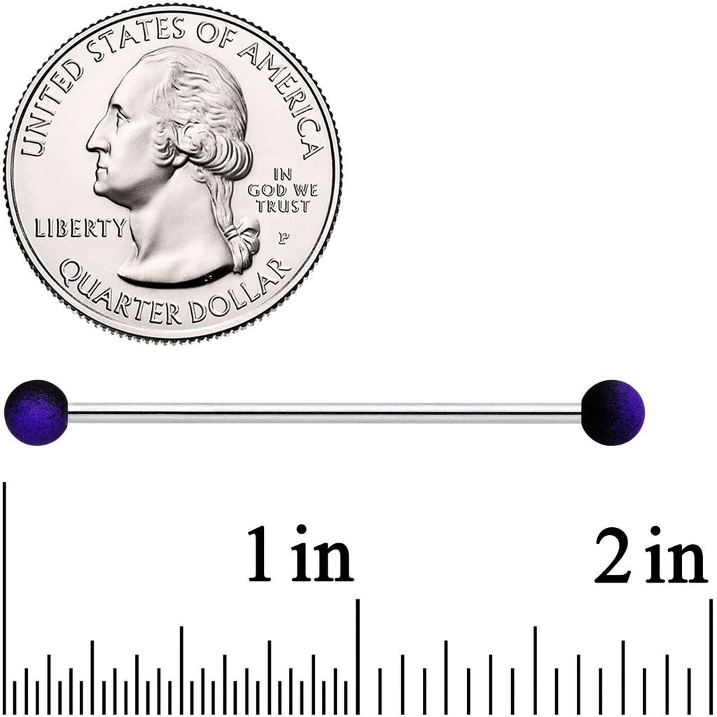 BodyCandy 14G Purple Black Ombre Soft Finish Industrial Barbell 38mm — detail close-up