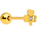 BodyCandy Clear Gem Gold Tone Shamrock St Patricks Day Barbell Tongue Ring — main product shot