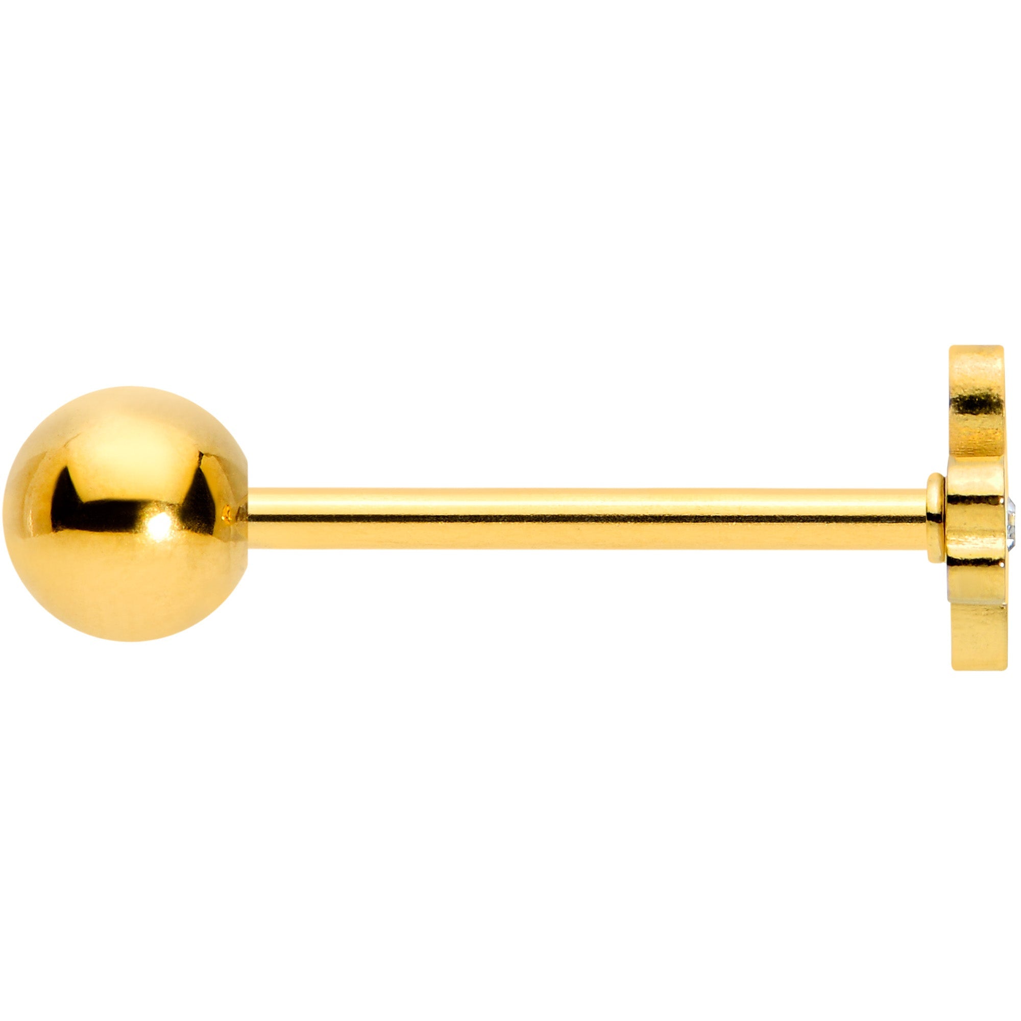BodyCandy Clear Gem Gold Tone Shamrock St Patricks Day Barbell Tongue Ring — lifestyle context