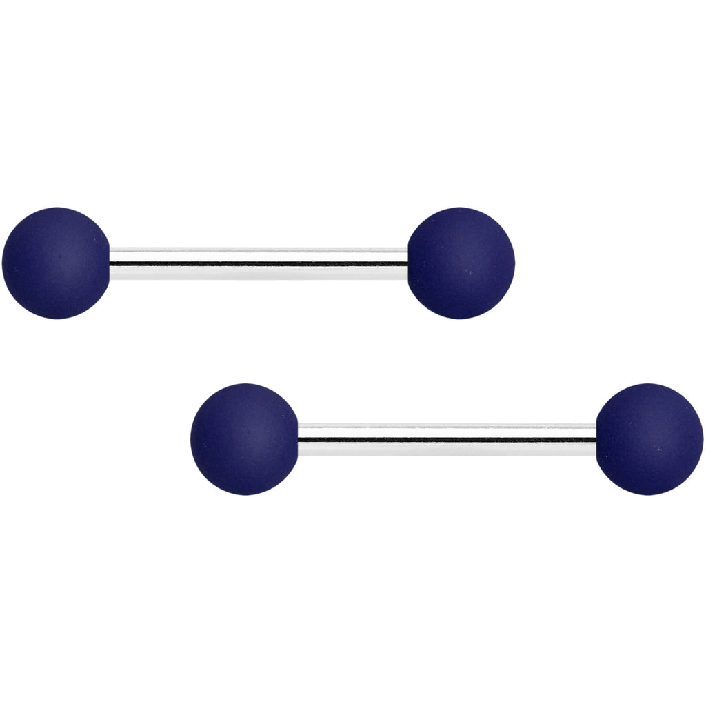 BodyCandy 14G 9/16 Navy Blue Soft Finish Barbell Nipple Ring Set — main product shot