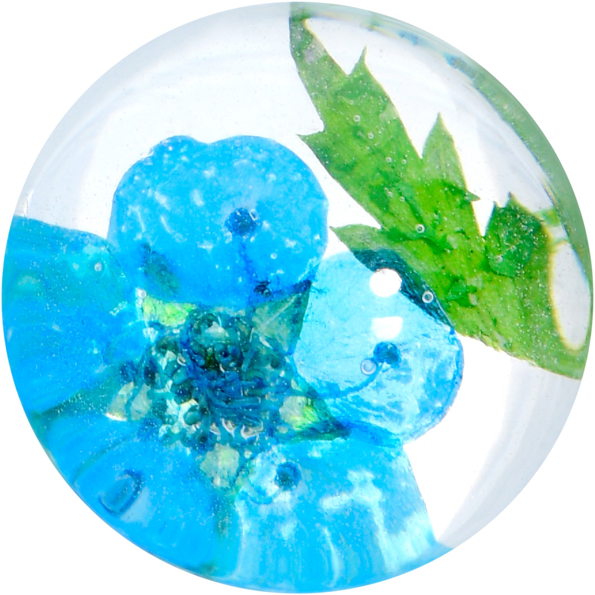 BodyCandy Clear Acrylic Color Pressed Flowers Double Flare Plug Set — lifestyle context